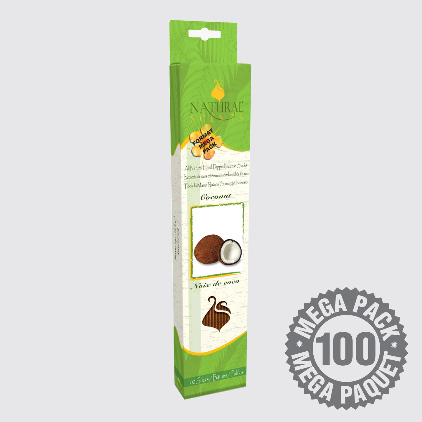 Bâtons d'encens Natural Scents Noix de Coco (Paquet de 100)